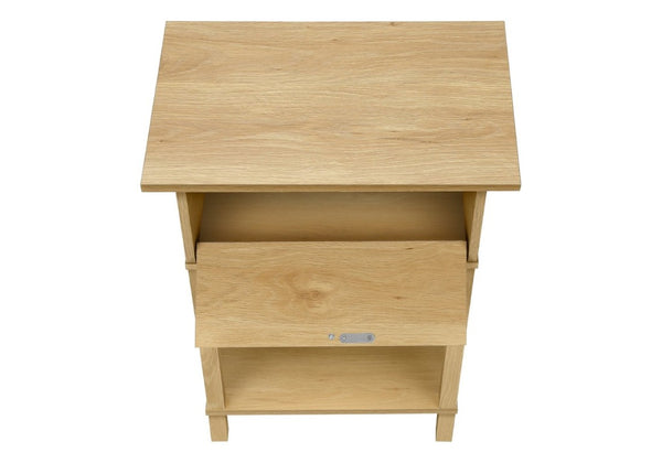 English Elm Accent Table Two Tier Rattan Flip Door End Piece for Bedroom or Living Room Natural B2710P461652
