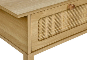 English Elm Accent Table Two Tier Rattan Flip Door End Piece for Bedroom or Living Room Natural B2710P461652