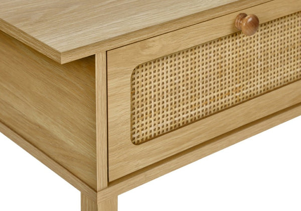 English Elm Accent Table Two Tier Rattan Flip Door End Piece for Bedroom or Living Room Natural B2710P461652
