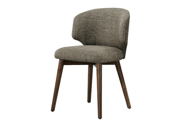 English Elm Dining Side Chairs Set of Two Padded Brown Fabric Seats with Dark Walnut Tapered Legs B2710P461755