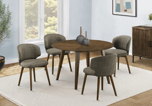 English Elm Dining Side Chairs Set of Two Padded Brown Fabric Seats with Dark Walnut Tapered Legs B2710P461755