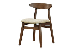 English Elm Dining Chair Set of 2 Mid Century Modern Sand Upholstered with Dark Walnut Legs B2710P461758