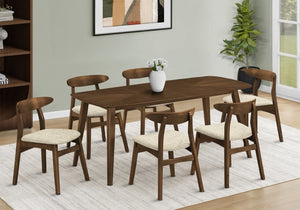English Elm Dining Chair Set of 2 Mid Century Modern Sand Upholstered with Dark Walnut Legs B2710P461758