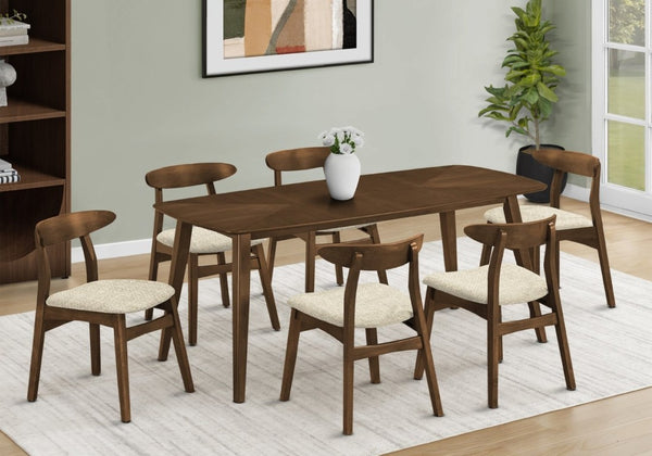 English Elm Dining Chair Set of 2 Mid Century Modern Sand Upholstered with Dark Walnut Legs B2710P461758