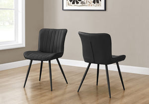 English Elm Dining Chair Set of 2 Black Faux Leather Metal Frame Contemporary Kitchen Seating B2710P461759
