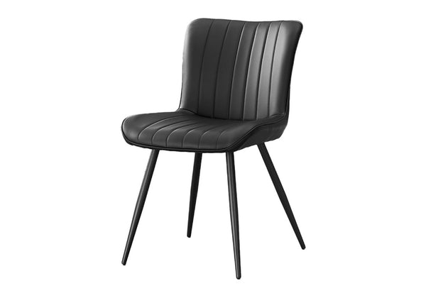 English Elm Dining Chair Set of 2 Black Faux Leather Metal Frame Contemporary Kitchen Seating B2710P461759