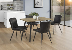 English Elm Dining Chair Set of 2 Black Faux Leather Metal Frame Contemporary Kitchen Seating B2710P461759
