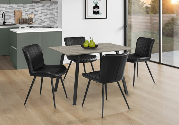 English Elm Dining Chair Set of 2 Black Faux Leather Metal Frame Contemporary Kitchen Seating B2710P461759