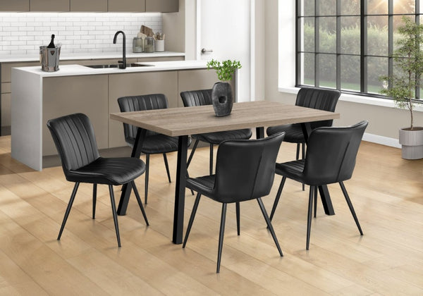 English Elm Dining Chair Set of 2 Black Faux Leather Metal Frame Contemporary Kitchen Seating B2710P461759