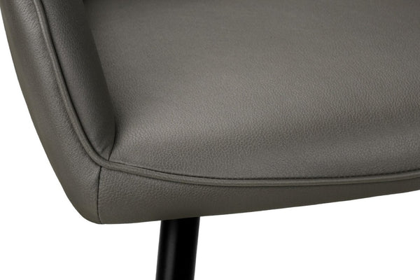 English Elm Dining Chair Set of 2 Tufted Blue Leather Look Upholstered Modern Metal Base Grey B2710P461763