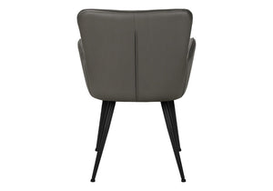 English Elm Dining Chair Set of 2 Tufted Blue Leather Look Upholstered Modern Metal Base Grey B2710P461763