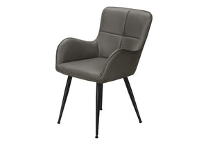 English Elm Dining Chair Set of 2 Tufted Blue Leather Look Upholstered Modern Metal Base Grey B2710P461763