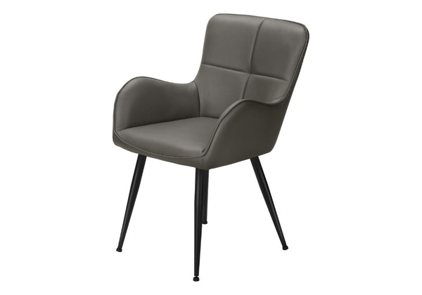 English Elm Dining Chair Set of 2 Tufted Blue Leather Look Upholstered Modern Metal Base Grey B2710P461763