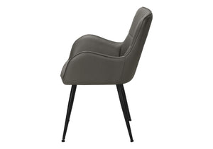 English Elm Dining Chair Set of 2 Tufted Blue Leather Look Upholstered Modern Metal Base Grey B2710P461763