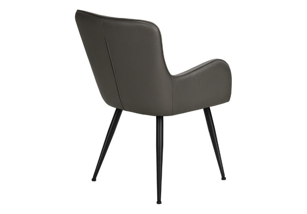 English Elm Dining Chair Set of 2 Tufted Blue Leather Look Upholstered Modern Metal Base Grey B2710P461763
