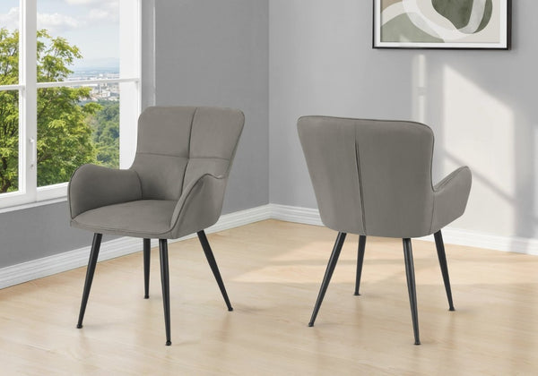 English Elm Dining Chair Set of 2 Tufted Suede Upholstered with Sleek Black Metal Legs Modern B2710P461764