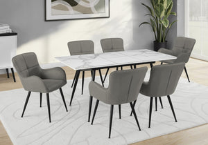 English Elm Dining Chair Set of 2 Tufted Suede Upholstered with Sleek Black Metal Legs Modern B2710P461764
