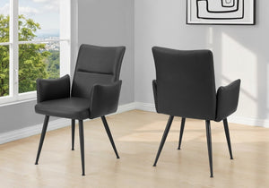 English Elm Dining Chair Set of 2 PU Leather Padded Seat Metal Frame Contemporary Kitchen Black B2710P461767