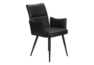 English Elm Dining Chair Set of 2 PU Leather Padded Seat Metal Frame Contemporary Kitchen Black B2710P461767