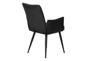 English Elm Dining Chair Set of 2 PU Leather Padded Seat Metal Frame Contemporary Kitchen Black B2710P461767