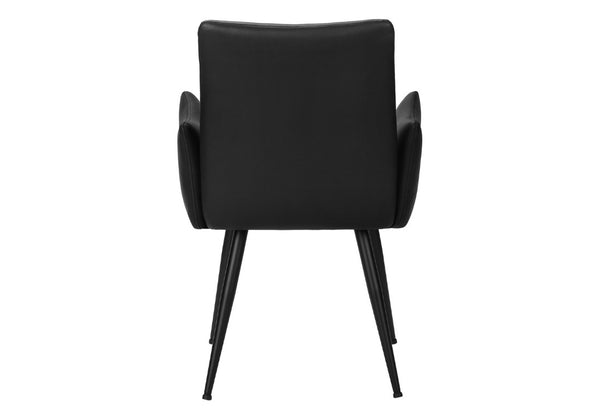English Elm Dining Chair Set of 2 PU Leather Padded Seat Metal Frame Contemporary Kitchen Black B2710P461767
