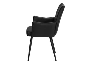 English Elm Dining Chair Set of 2 PU Leather Padded Seat Metal Frame Contemporary Kitchen Black B2710P461767