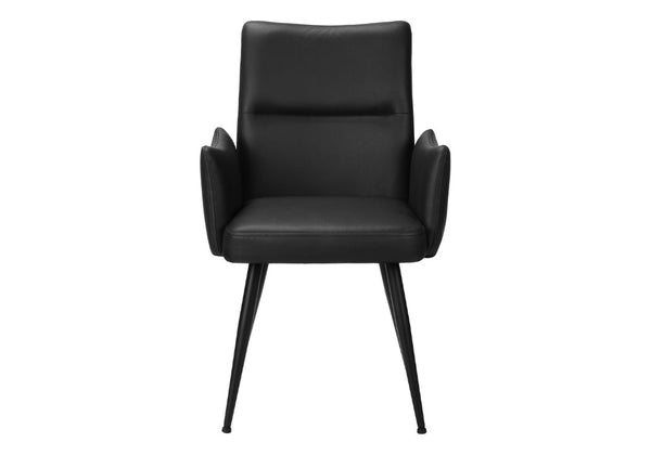 English Elm Dining Chair Set of 2 PU Leather Padded Seat Metal Frame Contemporary Kitchen Black B2710P461767