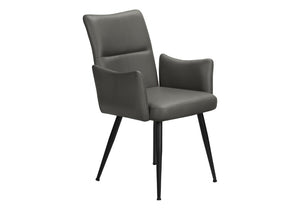 English Elm Dining Chair Set of 2 PU Leather Padded Seat Metal Frame Contemporary Kitchen Grey B2710P461768