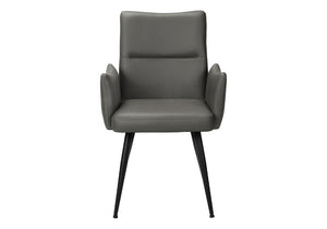 English Elm Dining Chair Set of 2 PU Leather Padded Seat Metal Frame Contemporary Kitchen Grey B2710P461768