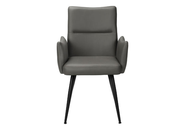 English Elm Dining Chair Set of 2 PU Leather Padded Seat Metal Frame Contemporary Kitchen Grey B2710P461768