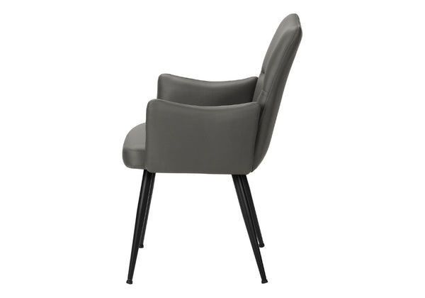 English Elm Dining Chair Set of 2 PU Leather Padded Seat Metal Frame Contemporary Kitchen Grey B2710P461768