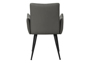 English Elm Dining Chair Set of 2 PU Leather Padded Seat Metal Frame Contemporary Kitchen Grey B2710P461768