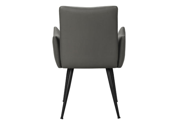 English Elm Dining Chair Set of 2 PU Leather Padded Seat Metal Frame Contemporary Kitchen Grey B2710P461768