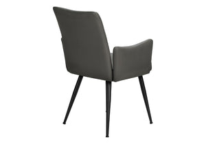 English Elm Dining Chair Set of 2 PU Leather Padded Seat Metal Frame Contemporary Kitchen Grey B2710P461768