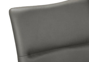 English Elm Dining Chair Set of 2 PU Leather Padded Seat Metal Frame Contemporary Kitchen Grey B2710P461768