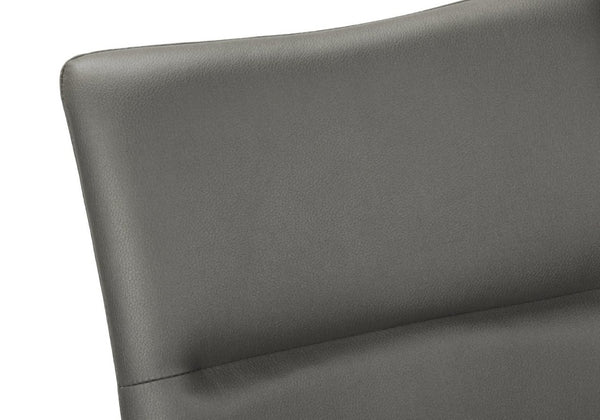 English Elm Dining Chair Set of 2 PU Leather Padded Seat Metal Frame Contemporary Kitchen Grey B2710P461768