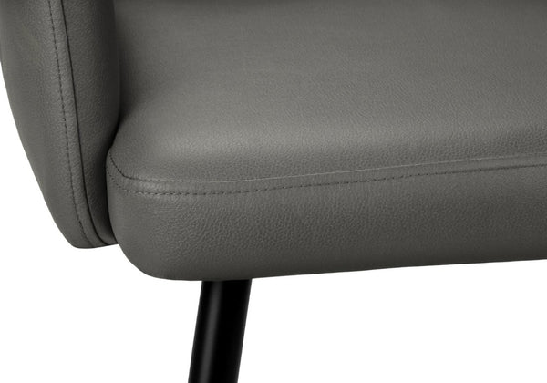 English Elm Dining Chair Set of 2 PU Leather Padded Seat Metal Frame Contemporary Kitchen Grey B2710P461768