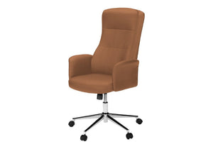 English Elm Office Chair Ergonomic High Back Faux Leather Executive Swivel with Chrome Base Brown B2710P461892