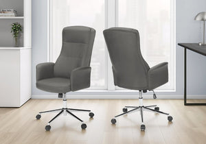 English Elm Office Chair Ergonomic High Back Faux Leather Executive Swivel with Chrome Base Grey B2710P461893