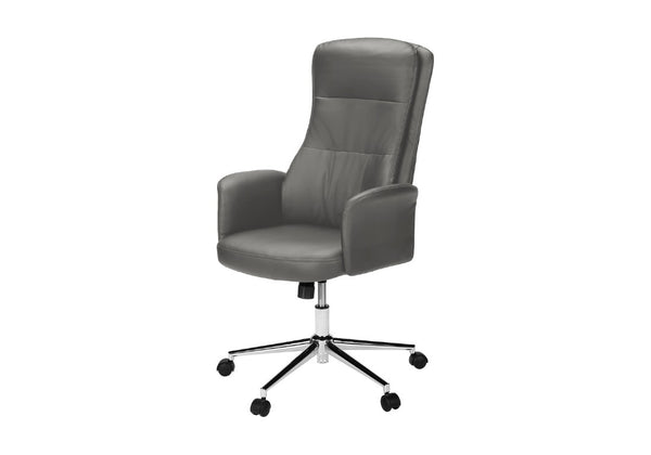 English Elm Office Chair Ergonomic High Back Faux Leather Executive Swivel with Chrome Base Grey B2710P461893