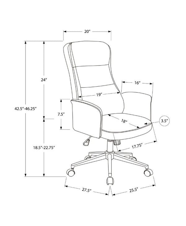 English Elm Office Chair Ergonomic High Back Faux Leather Executive Swivel with Chrome Base Grey B2710P461893