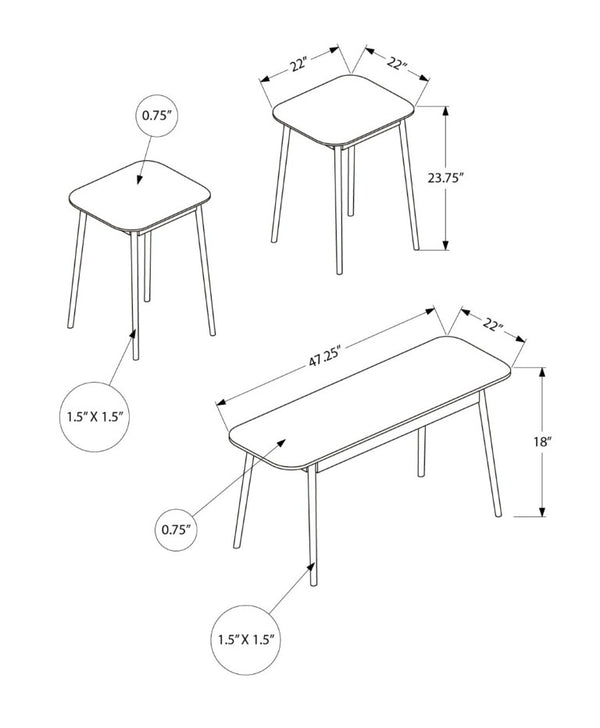 English Elm Table Set 3 Piece Mid Century Modern Living Room Coffee and End Tables Laminate Top B2710P461897