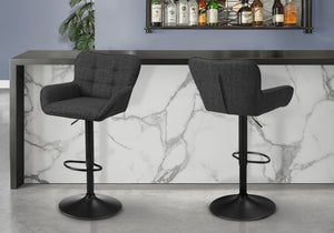 English Elm Barstool, Set of 2 Swivel Adjustable Height Upholstered Kitchen Island Seating Black B2710P501828