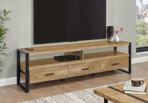 English Elm Tv Stand 72 Inch Mango Wood Look Console with Drawers and Open Shelf Modern Living B2710P501829
