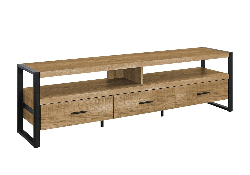 English Elm Tv Stand 72 Inch Mango Wood Look Console with Drawers and Open Shelf Modern Living B2710P501829