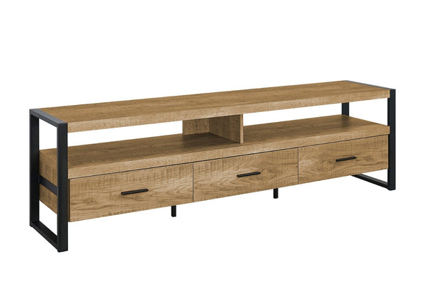 English Elm Tv Stand 72 Inch Mango Wood Look Console with Drawers and Open Shelf Modern Living B2710P501829