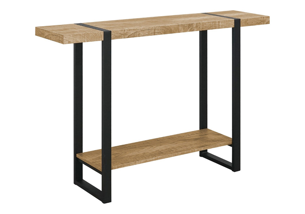 English Elm Accent Console Table Slim Mango Wood Laminate Top Black Metal Legs Entryway Modern B2710P501830