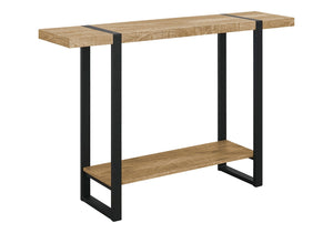 English Elm Accent Console Table Slim Mango Wood Laminate Top Black Metal Legs Entryway Modern B2710P501830