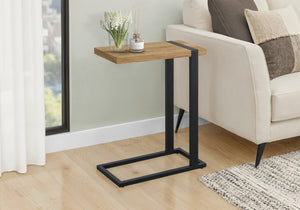 English Elm Accent C-shaped Sofa Side Table Mango Wood Laminate Top Matte Black Metal Base B2710P501832