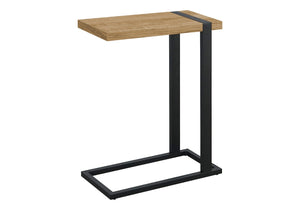 English Elm Accent C-shaped Sofa Side Table Mango Wood Laminate Top Matte Black Metal Base B2710P501832